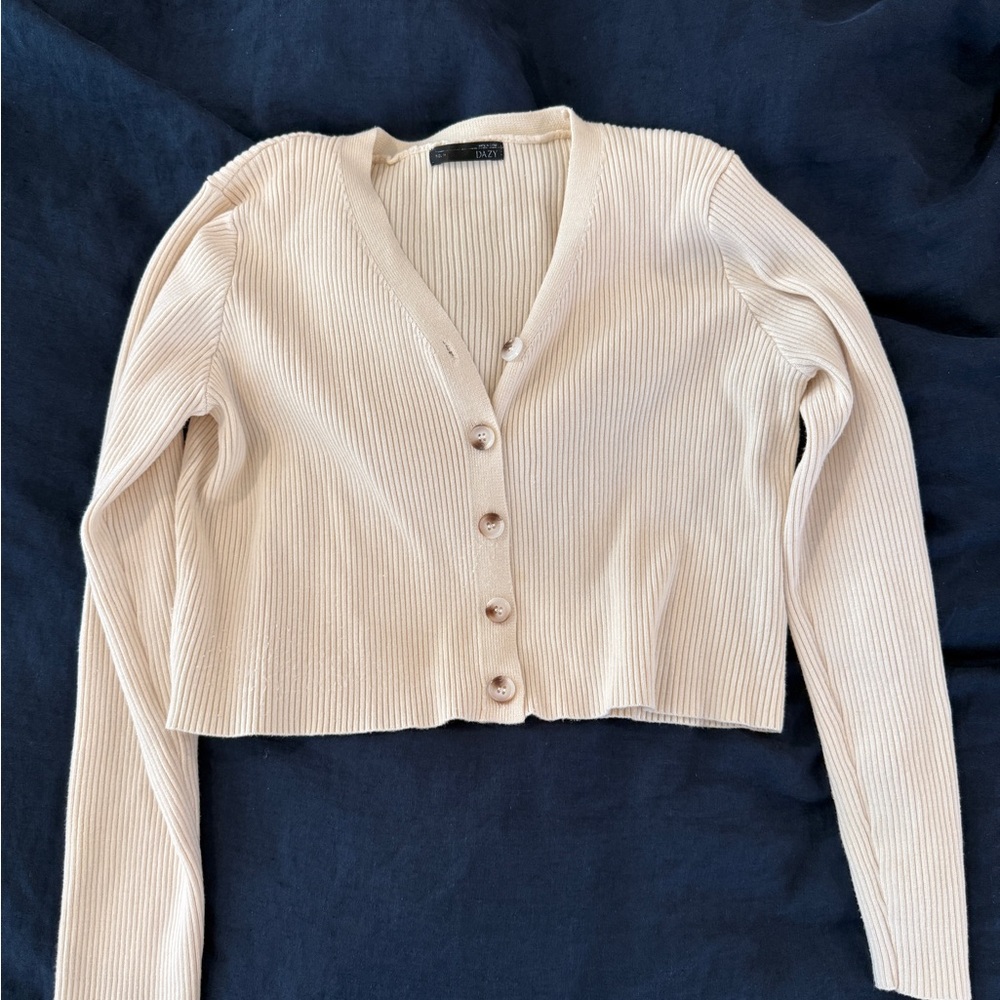Dazy Cream Ribbed Sweater